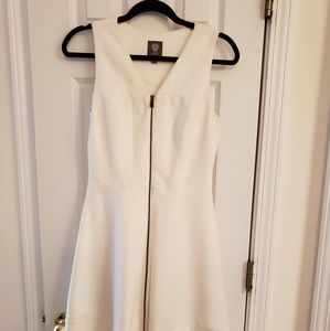 White zip front dress